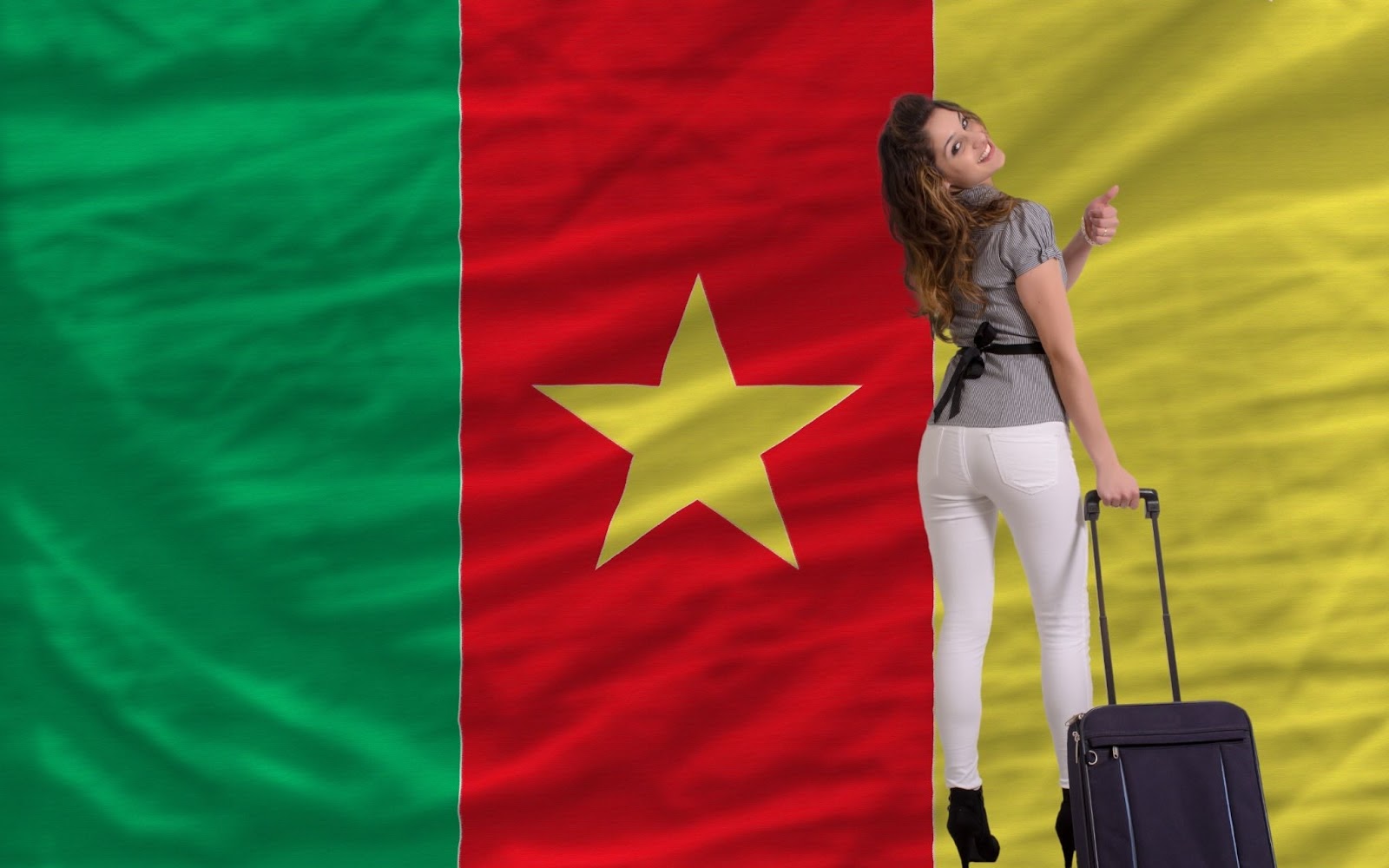 young beautiful woman is traveling to cameroon