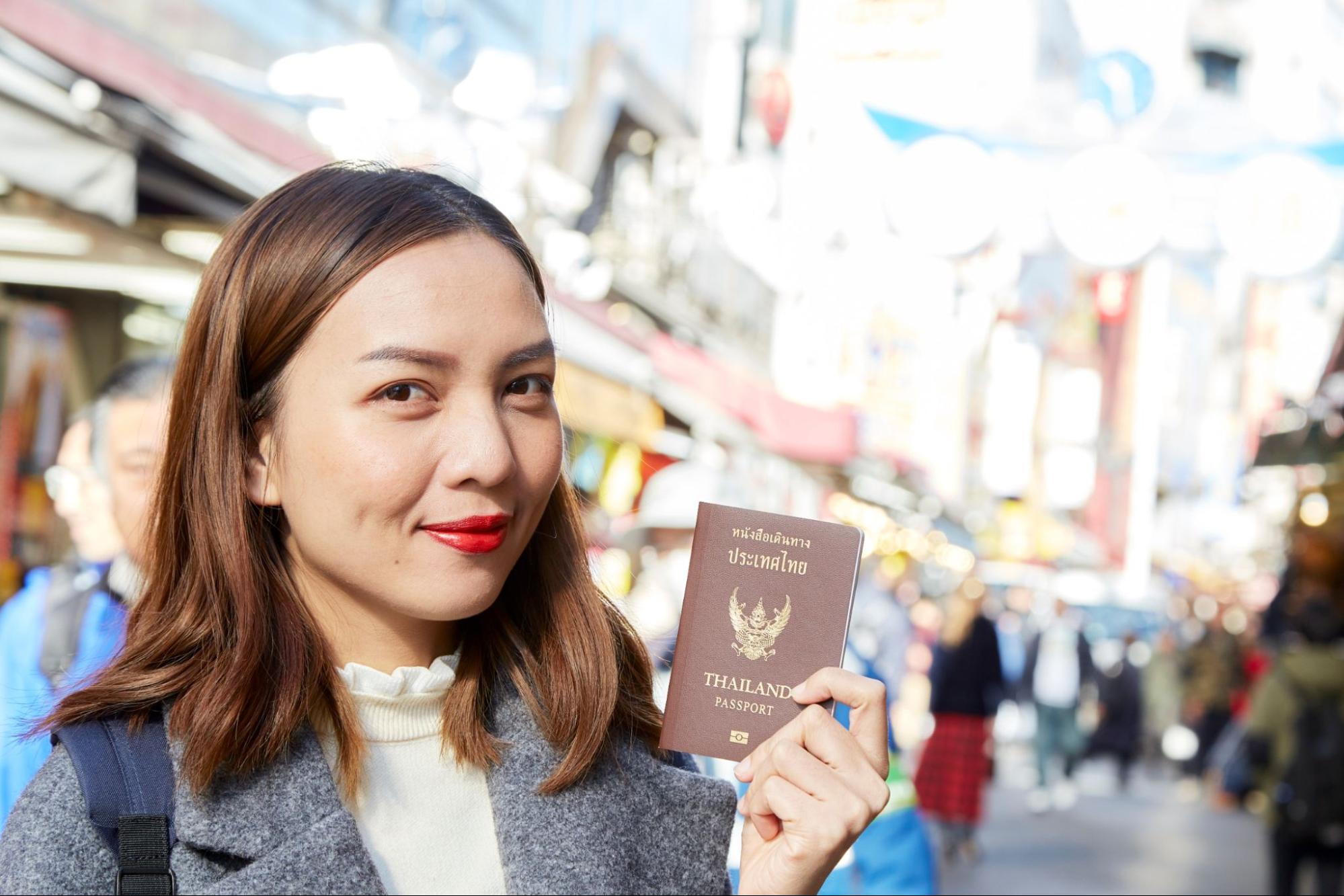 Traveler tourist Beautiful Asian women holding passport